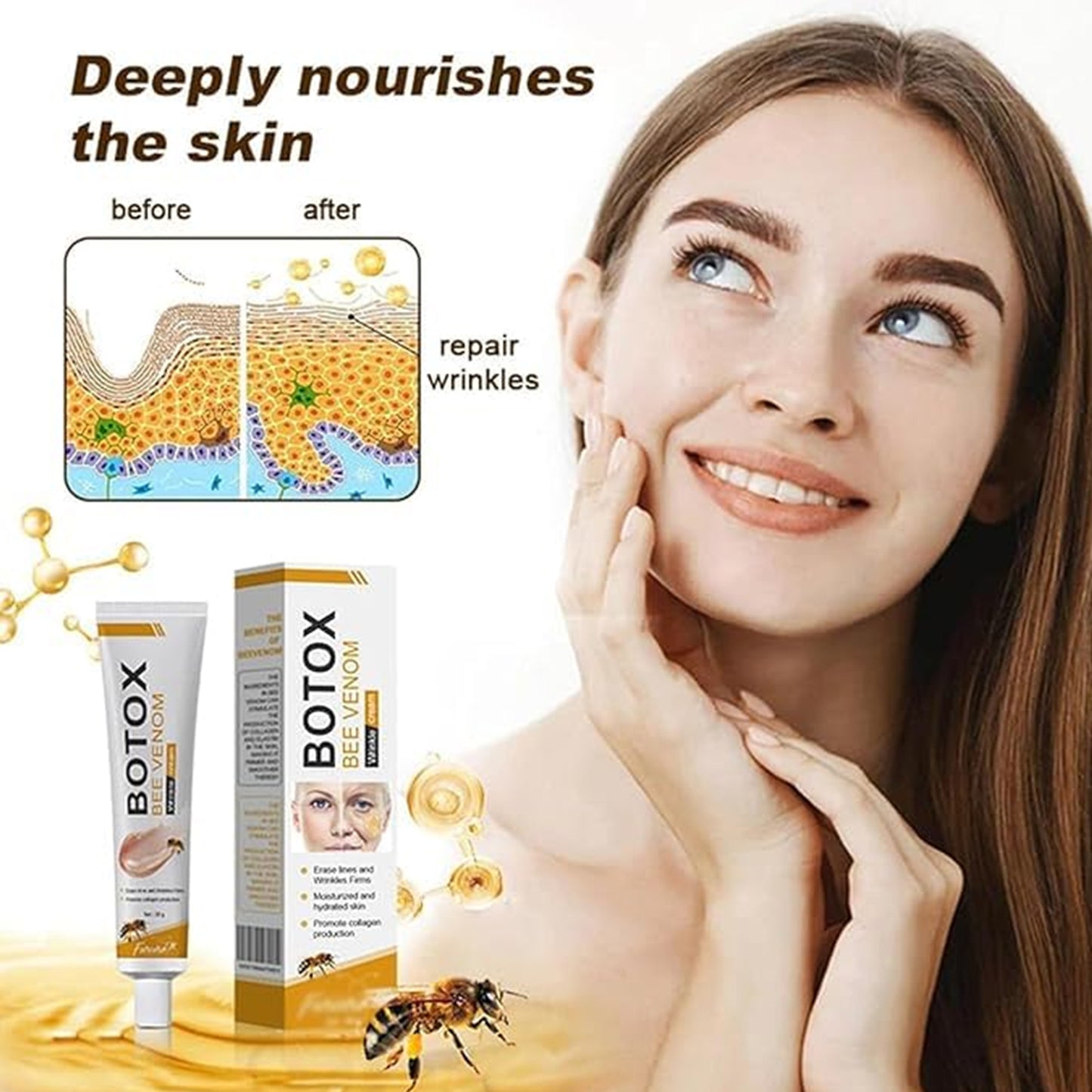 Bo-tox Bee Venom Wrinkle Removal Cream | Reduces Fine Lines & Wrinkles for All Skin Types 🐝✨ (Buy 1 Get 1 Free 🔥)