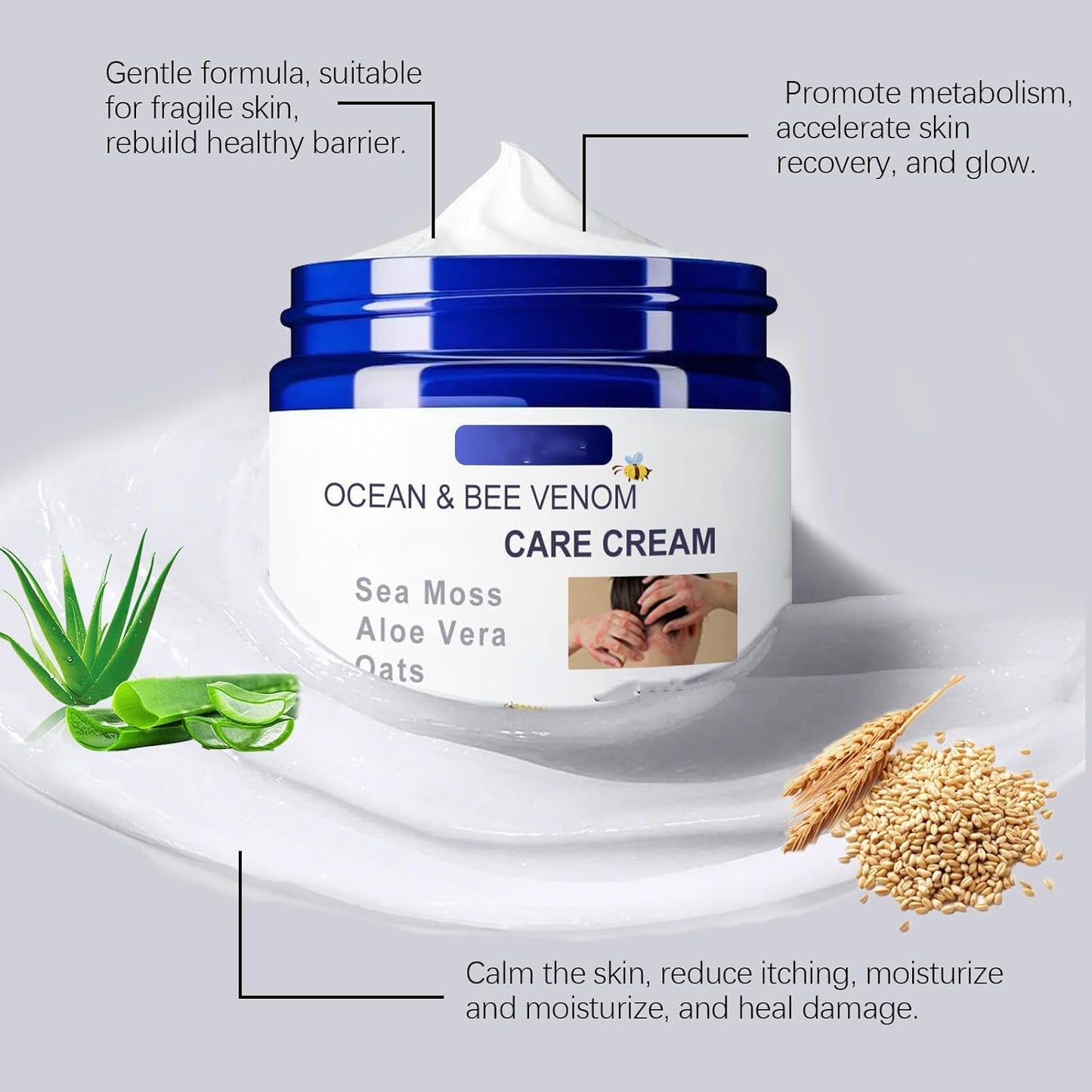Bee Venom & Ocean Natural Eczema Psoriasis Relief Cream – Soothing & Healing Formula 🌿🐝